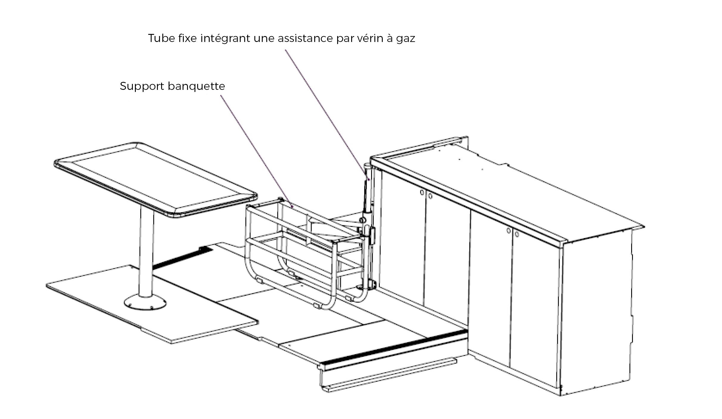 Banquette pilote pivotante