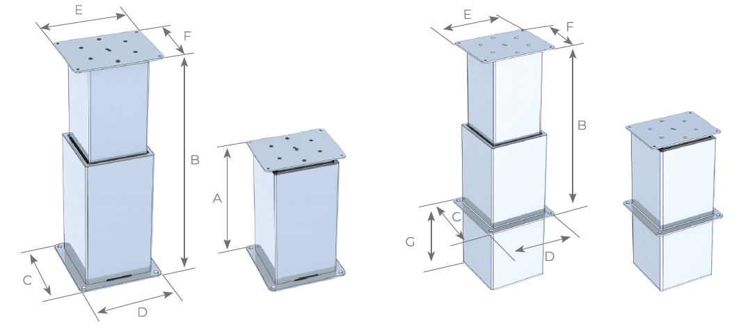 2 Stages electric table lift