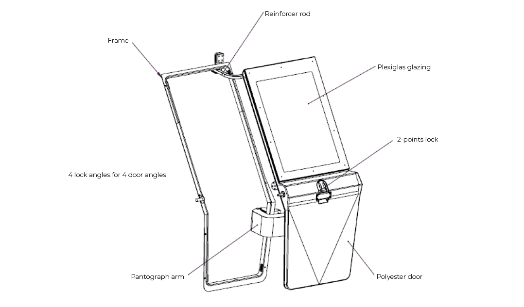 Watertight front pantograph door